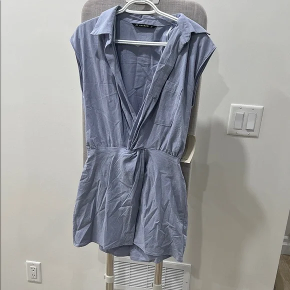 Zara Sky Blue Sleeveless Jumpsuit - Picture 2 of 4